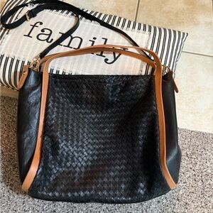 Giorgio Milani  Chic Black and Tan Woven Shoulder Bag